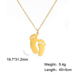 Collar Personalizado <span class=keywords><strong>de</strong></span> Acero Inoxidable Brillante con Colgante <span class=keywords><strong>de</strong></span> Pie, Joyería que No se Desvanece, Placas para Grabado Láser - Product Image 2