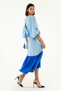 Precio al por mayor azul ucraniano bordado Vestido de manga larga de alta moda Midi longitud ucraniano Maxi vestido con patrón floral - Product Image 5