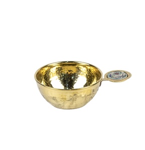 Bol de service en métal plaqué or blanc, design unique, style moderne et luxueux, couleur/taille/logo personnalisable pour les fêtes - Product Image 1