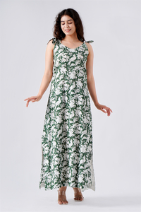 Nueva Venta caliente indio Floral mano bloque impreso puro algodón Rifle vestido de tela verde ropa de mujer vestido de verano ligero - Product Image 2