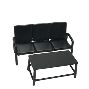 Ensemble canapé et Table en fer noir Miniature, lot de 2 pièces, avec Table pour maison de poupées, échelle 1:12 - Product Image 1