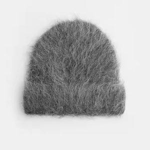 หมวกบีนนี่ผ้าขนแกะหรูหราหมวกบีนนี่ผ้าขนแกะอบอุ่นสำหรับฤดูหนาว - Product Image 4