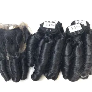 Bouncy Curly Natural color Raw Hair Vietnamese Human Hair Extensions to Make Wigs For Black Women