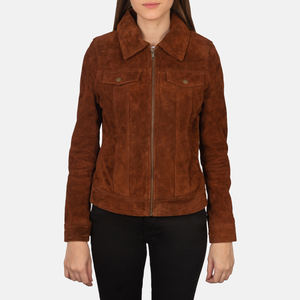 New Style Brown Suede <b>Trucker</b> <b>Jacket</b> for Women Outwear <b>Jackets</b> Adult Size Street Fashion Female Clothing Leather <b>Jackets</b> - Product Image 4