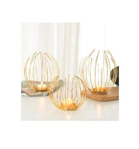 Bougie chauffe-plat design antique bougeoir décor de table de salon bougeoir de luxe qualité fil métallique couleur or bougeoir - Product Image 1