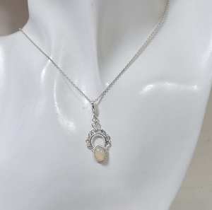 Ethiopian Opal Sterling Silver Pendant Handmade Gemstone Necklace October Birthstone Jewelry Gifts Women - Product Image 6