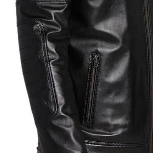 Veste en cuir décontractée pour homme, imperméable, coupe-vent, respirante, avec logo sur le devant et poches - Product Image 5