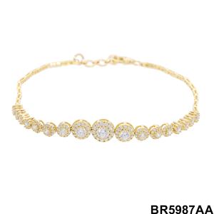 Sofisticada Pulsera de Tenis de Oro de 14K con Racimos de Diamantes Redondos Graduados, Elegantes Brazaletes de Diamantes - Product Image 6