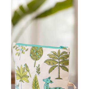 Pochette de voyage en coton vert pin avec fermeture éclair - Product Image 2