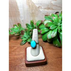 Anillo Ajustable Scott Skeets Kingman de Turquesa y Plata de Ley con Engaste de Bisel Solitario y Baño de Oro Rosa, Regalo - Product Image 1