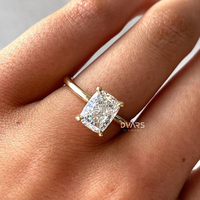 Bague de fiançailles élégante et tendance avec diamant de laboratoire taille coussin, clarté VVS, certifié IGI, en or massif 18 carats plaqué or