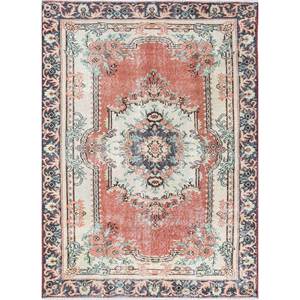 Vintage Large Area Hand Knotted <b>Wool</b> Rug Red & Orange Medallion Pattern for Home Living Room Rectangular Hallway Carpet-Pae-2451 - Product Image 1