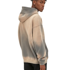 Streetwear mode noir blanc déchiré Vintage singe lavé soleil délavé acide lavage en détresse surdimensionné sweats à capuche pour hommes 2025 - Product Image 2