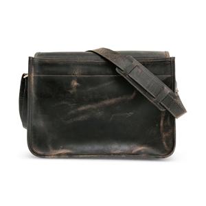 Genuine Leather <b>Men's</b> Vintage Satchel <b>Bag</b> with Zipper Closure Dark Brown <b>Shoulder</b> Strap for Travel - Product Image 3