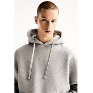 เสื้อฮู้ดดี้ผู้ชายทรงปกติ ไหล่ตก แบบเรียบง่าย สไตล์สตรีทแวร์ ผ้าหนา 100% ผ้าฝ้าย สำหรับฤดูหนาว สไตล์วินเทจ - Product Image 2