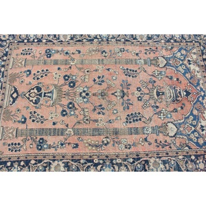 Alfombra Vintage de 4.3x6 pies (130x182 cm), Alfombra Turca Azul Abstracta - Product Image 4