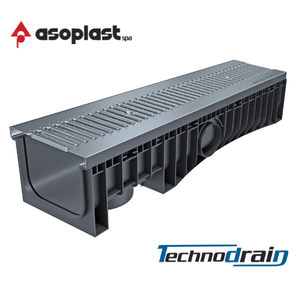 Technodrain - Canal de drainage HDPE EVO 100H de haute qualité - Design moderne - Grille à fentes galvanisée A15 - Gestion efficace de l'eau - Product Image 1