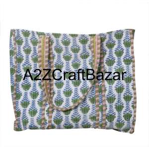 Indian Women Quilted Cotton Handprinted Reversible Large Multicolor Floral Tote <b>Bag</b> New Style Popular Products Fabric Tote <b>Bag</b> - Product Image 6