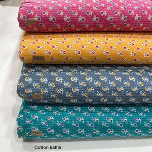 Telas estampadas de bloques de algodón kantha hechas a medida con punto de hilo de algodón ideal para hacer ropa y textiles para el hogar - Product Image 5