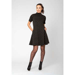Abito Elegante Leota Anya a Pois per Donna, Lunghezza al Ginocchio, Nero, Taglie XS-XL, Lavabile, Vita Naturale, per Occasioni Diurne - Product Image 1