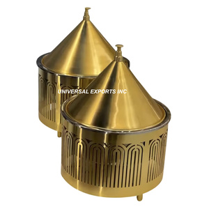 Marmite ronde en métal Qualité supérieure Faite à la main Casserole de créateur Réchauffeur de nourriture en métal élégant classique - Product Image 4