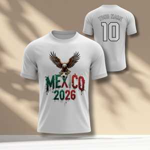 Maglia Unisex per Tifosi di Calcio Mondiali Messico 2026, T-Shirt Promozionale con Grafica Aquila Verde - Product Image 1