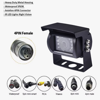 Caméra de recul grand angle avec vision nocturne 1080P | Système de vision arrière et latérale filaire AHD 4 broches étanche IP69K pour bus, camions lourds et flottes