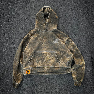 เสื้อฮู้ดดี้โออีเอ็มสั่งทำพิเศษ ปักลาย ขนาดใหญ่พิเศษ คุณภาพสูง ทันสมัย สไตล์วินเทจ ลุคทำเก่า ล้างสีแบบสโตนวอช - Product Image 6