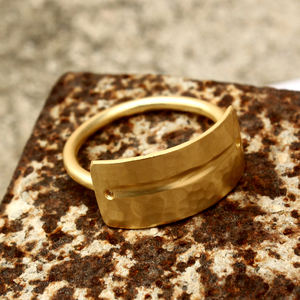 Chevalière en laiton plaqué or 18 carats de haute qualité minimaliste à la mode avec Design géométrique anneaux de mode bijoux pour femmes anneaux - Product Image 2