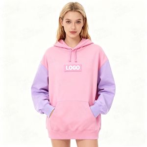 Sweat à capuche de haute qualité 100% coton tissé brodé perlé de couleur unie pour l'automne unisexe - Product Image 3