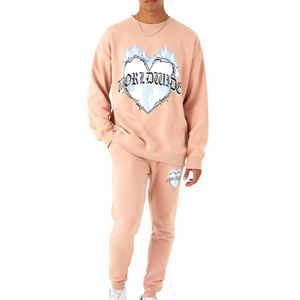 Trajes de chándal de entrenamiento para hombre XL superventas nueva moda gris invierno Jogging Fitness logotipo personalizado para conjunto de lana con estampado de hojaldre - Product Image 1