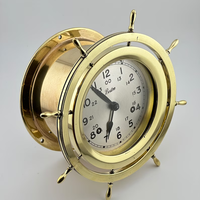 Horloge de table Art Déco en laiton, style nautique, avec roue de bateau, affichage à aiguille simple, mouvement mécanique, 12 pouces, cadeau pour bureau/d'étude