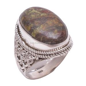 แหวนแจสเปอร์สีเลือดมังกรธรรมชาติเครื่องประดับอินเดียขายส่งแหวนครบรอบแต่งงานเงินสเตอลิง925 - Product Image 1