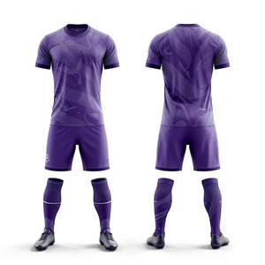 Uniforme de Fútbol Morado con Logotipo Personalizado, Conjunto de Camiseta y Pantalones Cortos con Diseño de Flujo de Partículas, Ropa Deportiva para Equipos Atléticos - Product Image 4