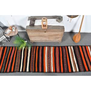 Grand tapis vintage turc inspiré de l'Orient 28x11.5ft Orange noir laine Latex support Patchwork pour couloir chambre décor - Product Image 5