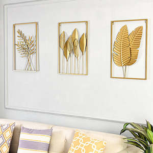 Vente chaude Moderne Or Métal Feuilles Mur Art Élégant Contemporain Salon Décor À La Maison Lavable Réglable Hauteur Personnalisé - Product Image 6
