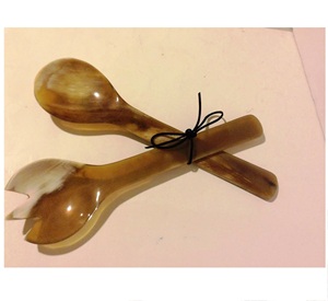 Juego de Cubiertos de cuerno de búfalo marrón y negro de 2 piezas Herramientas DE SERVICIO DE CUERNO DE LUZ DE LUJO únicas para ensalada Más vendidos en India 92 - Product Image 5