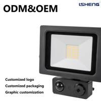 Lampu Sorot LED PIR Pintar Tahan Air IP54 Aluminium 30W/50W dengan Sensor Gerak, Garansi 2 Tahun, untuk Garasi, Taman