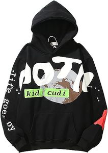Sweat-shirt à capuche zippé pour homme en coton tricoté, décontracté, avec logo imprimé sur le devant, coupe classique, automne, bleu, rouge, marron - Product Image 3