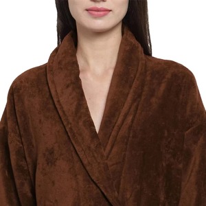 Albornoz de terciopelo de algodón 100% de lujo de alta calidad con logotipo personalizado para su pareja bata de baño para hombres y mujeres - Product Image 6