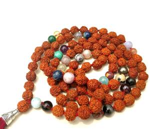ลูกปัดรูดราคชาคุณภาพสูงจาก Rudra Gems ทำจากหินธรรมชาติ 9 เม็ด 108 เม็ด ถักด้วยมือ สร้อยคอแบบมala  งานฝีมือจากผู้อื่น - Product Image 2