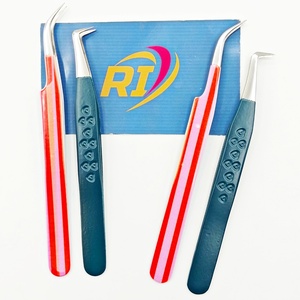 Pinces à épiler professionnelles pour extensions de cils, précision, isolation des cils, volume, artiste, courbées à 90 degrés, acier inoxydable - Product Image 1