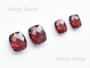 Cojín granate natural briolette facetado rojo facetado forma semi piedras preciosas piedras sueltas facetadas Jaipur fabricante - Product Image 3