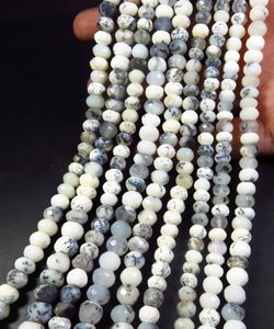 Gemas de Ópalo Dendrítico Natural de 6-8 mm, Forma de Rondelle Facetada, Pulido Suave, Grado Superior, Cuentas Blancas y Negras, Hilo de 8 Pulgadas, Piedras Preciosas Sueltas - Product Image 3