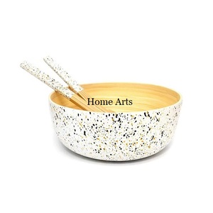 ชามเสิร์ฟอาหารจากอินเดียทำจากไม้รูปทรงกลมพร้อมช้อน2อัน - Product Image 6