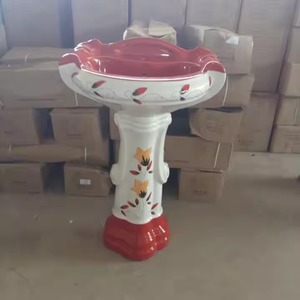 Piédestal en céramique personnalisé au design moderne lavabo visage support d'évier forme ronde - Product Image 1