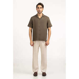 Chemises décontractées pour hommes 100 % coton popeline respirantes et infroissables teintes unies coupe classique Fourniture ODM MN-CS-SS25-177 - Product Image 6