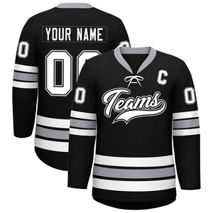 Camiseta de hockey sobre hielo de color negro para hombre, Camiseta deportiva ligera para equipo, uniformes de manga completa flexibles y personalizables - Product Image 3