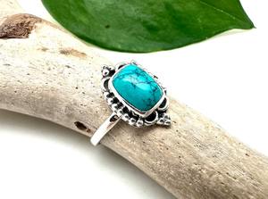Turquoise bague en pierres précieuses bijoux pour femmes argent Boho Style bijoux 925 en argent Sterling tendance bague à la main cadeau pour elle - Product Image 3