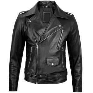 Chaqueta de cuero de Moto negra personalizable para hombre 100% ropa de carreras de automóviles de invierno de cuero genuino de alta calidad directamente del fabricante - Product Image 1